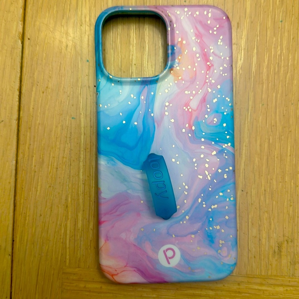 Cotton candy marble loopy case